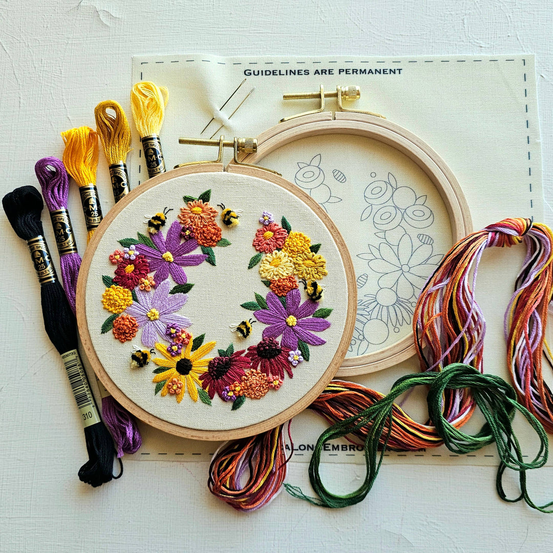 Bumblebee Bouquet Hand Embroidery Kit