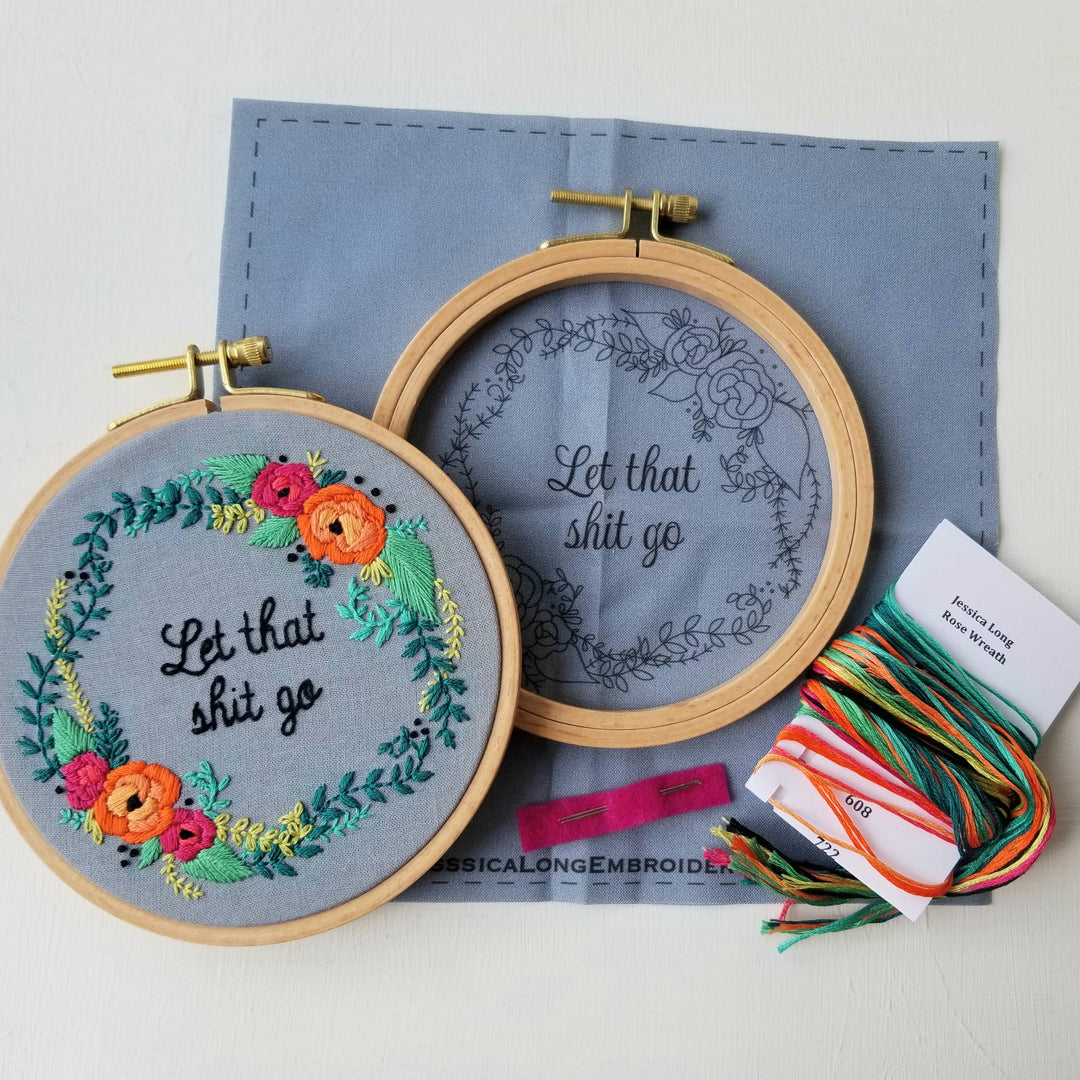 Rose Wreath Beginner Hand Embroidery Kit