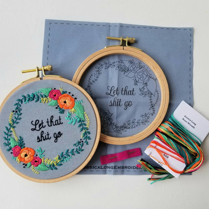 Rose Wreath Beginner Hand Embroidery Kit