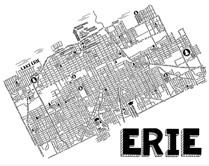 Erie Pennsylvania Map Print