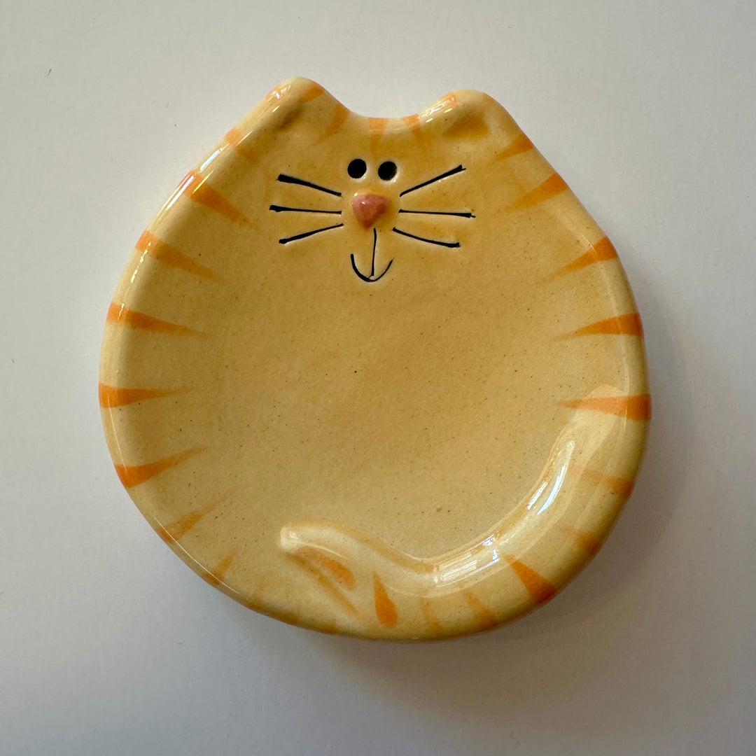 3" Cat Dish: Yellow Tiger