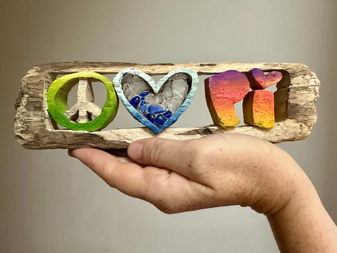 Driftwood + Beach Glass Peace Love Presque Isle
