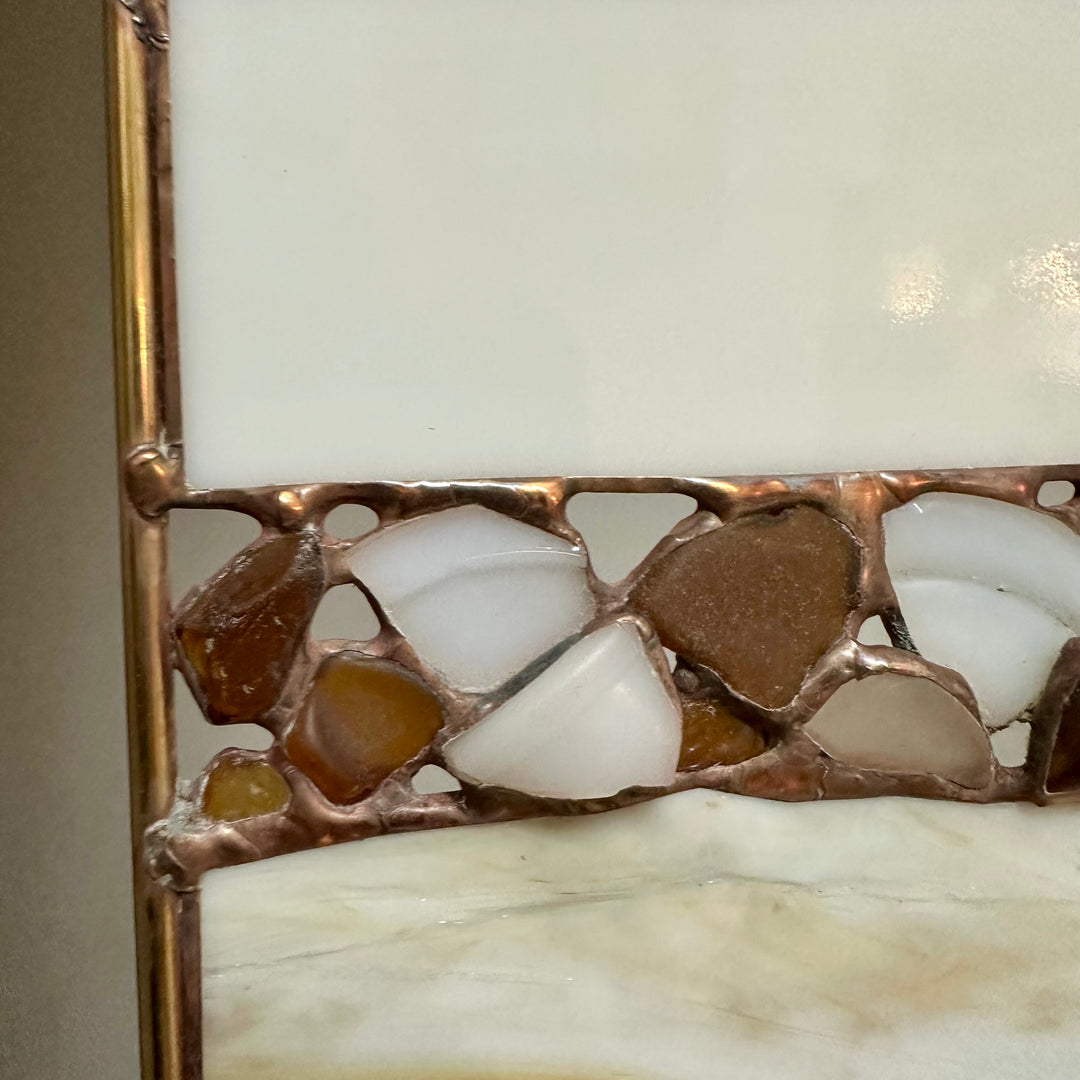 White + Beige + Brown Glass Panel Copper
