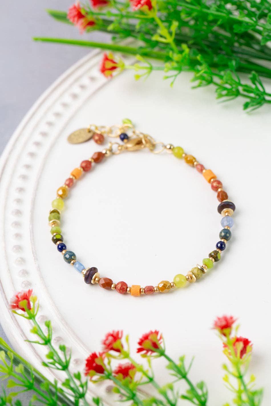 Prosperity Czech Glass, Jade Simple Bracelet