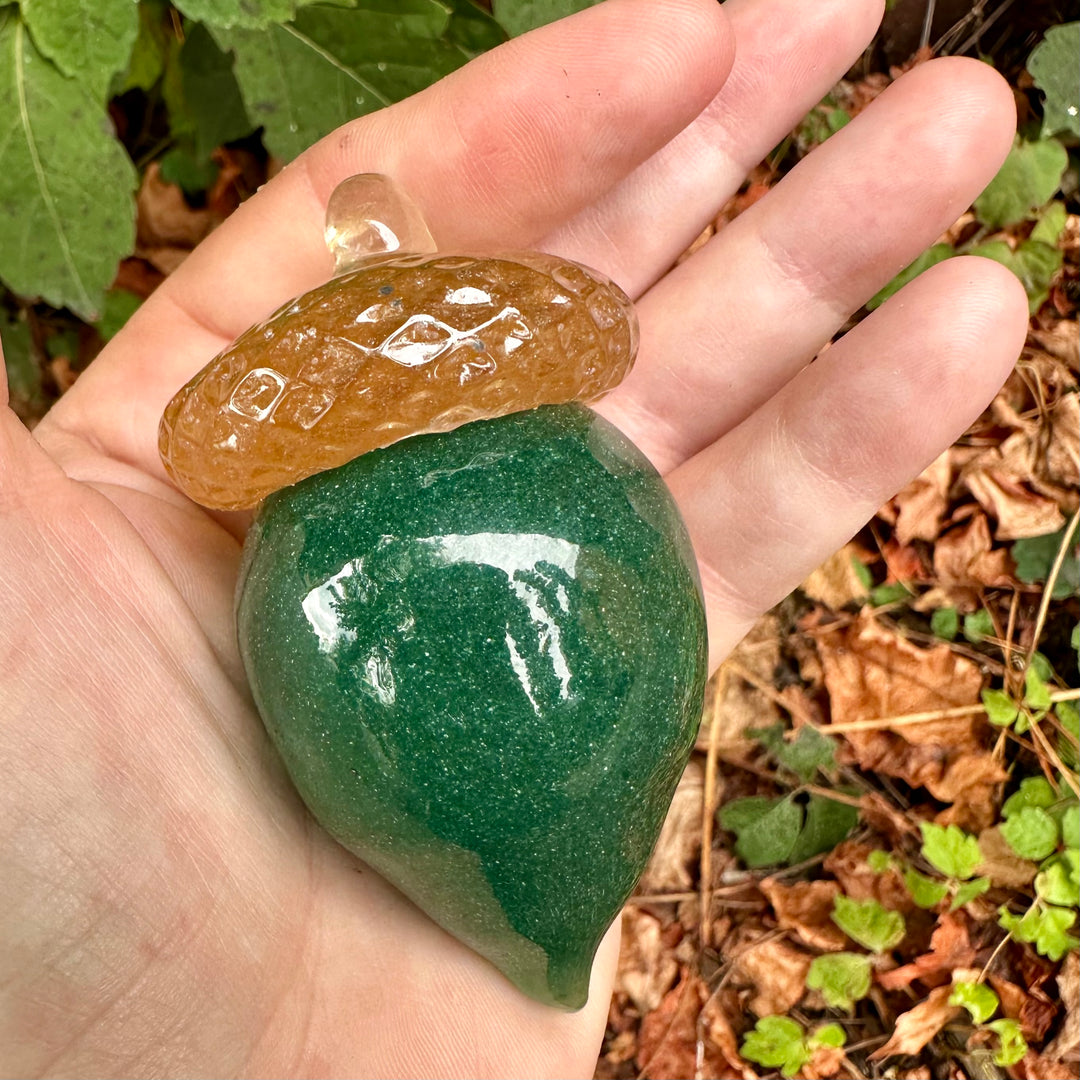 Green Glass Acorn
