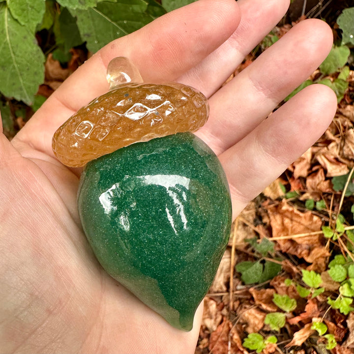 Green Glass Acorn