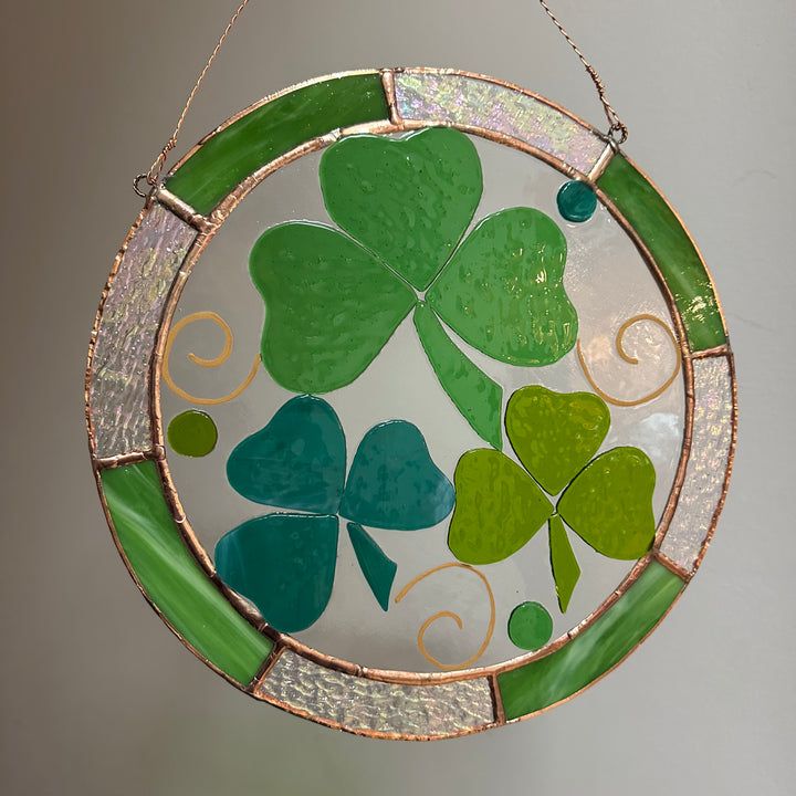 3 Shamrocks Stained Glass Suncatcher