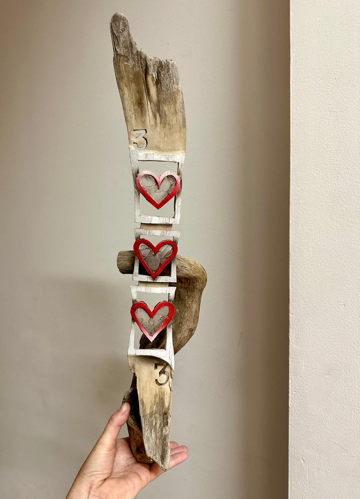 Driftwood + Beach Glass 3 of Hearts