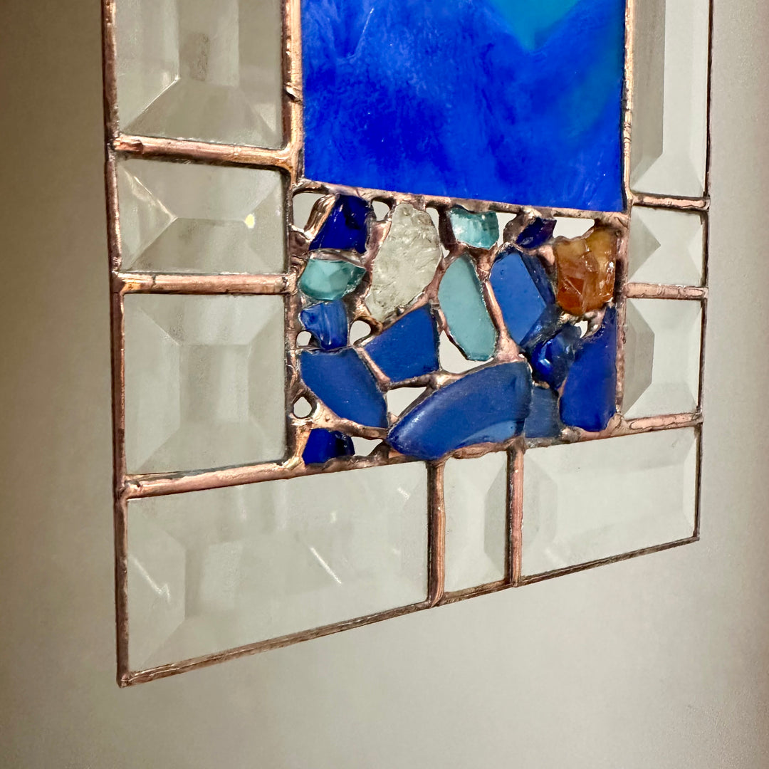 Beach Glass Panel Blue, White + Amber