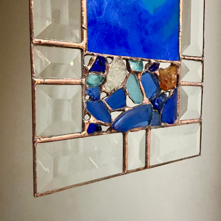 Beach Glass Panel Blue, White + Amber