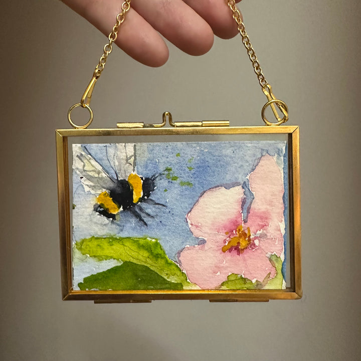 Mini Bumble Bee + Pink Flower