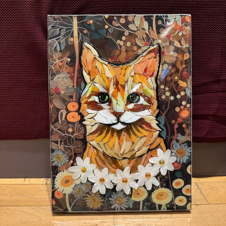 Orange Tabby in Flowers Mosaic