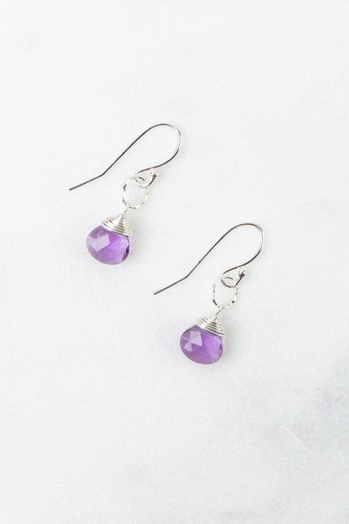 Birthstone February Silver Amethyst Earrings