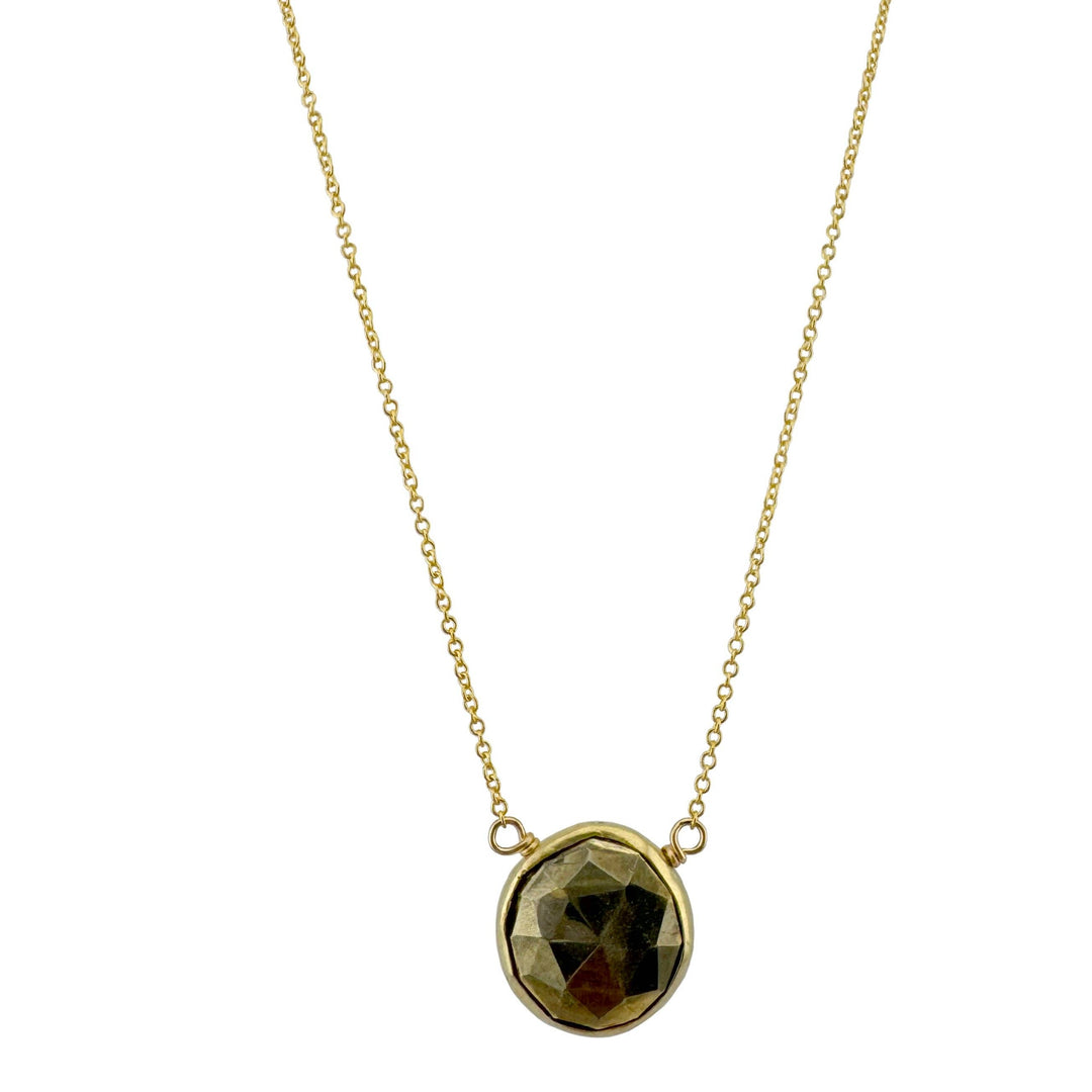 Pyrite coin necklace in Vermeil