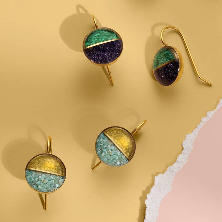Crushed Gemstone Horizon Earrings