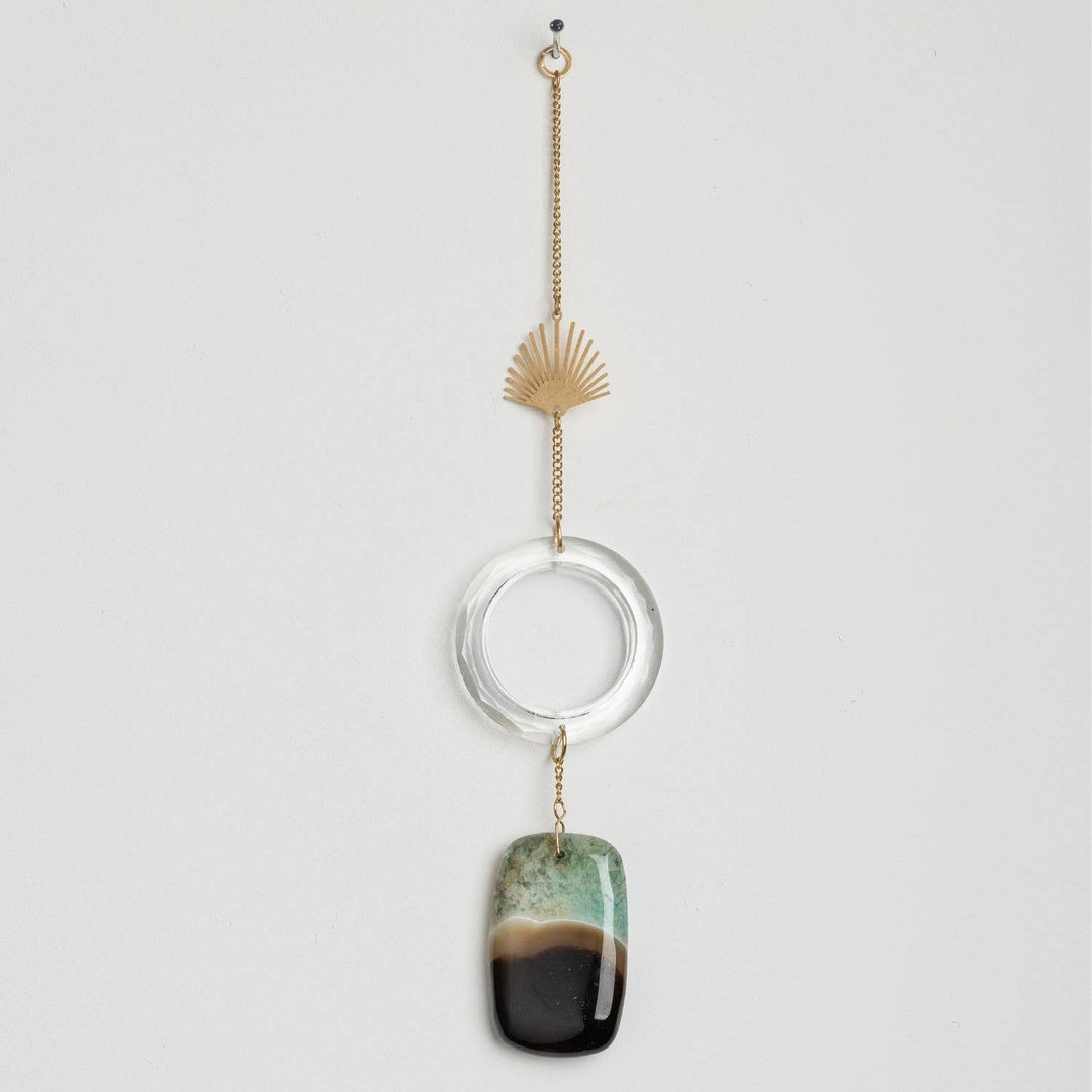 Stone Suncatcher - Sun Rays/Black/Blue Agate