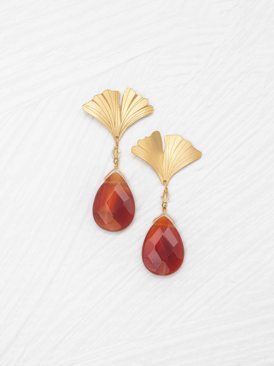 Ginkgo Gem Drop Earrings Red Aventurine