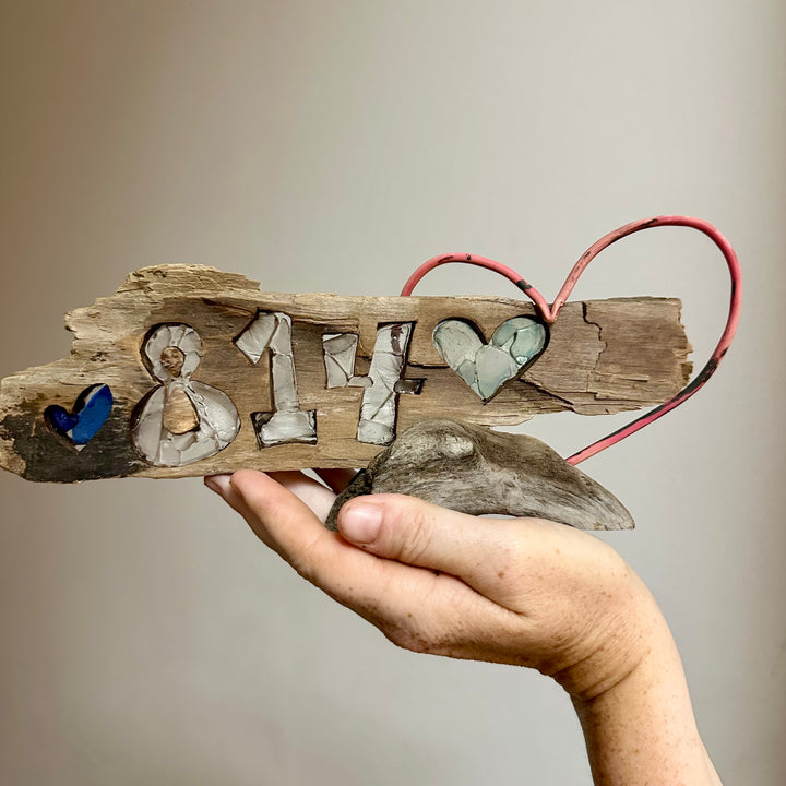 Driftwood + Beach Glass 814 Heart