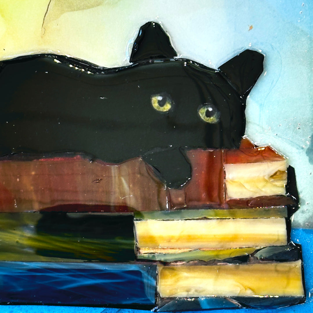 Black Cat on Books Mosaic