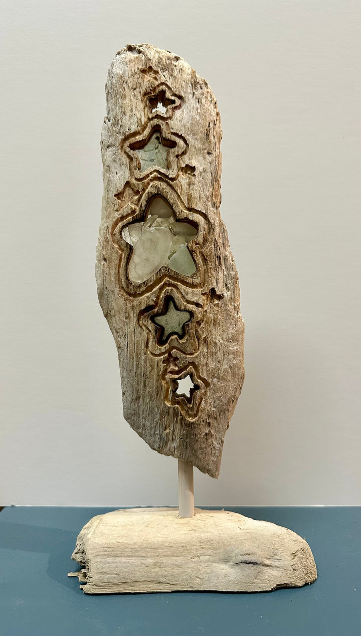 Driftwood + Beach Glass Star Sculpture