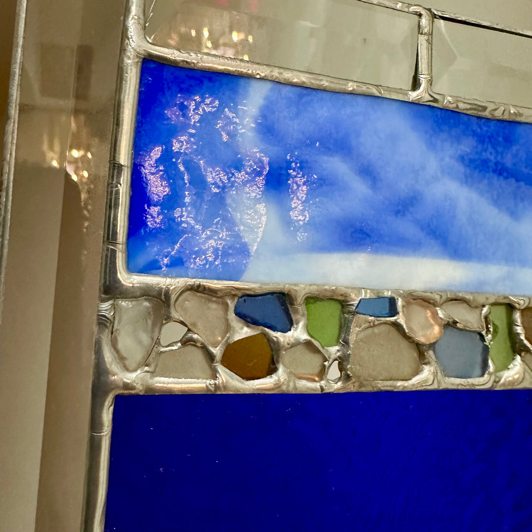 Blue with White + Dark Blue Glass Panel