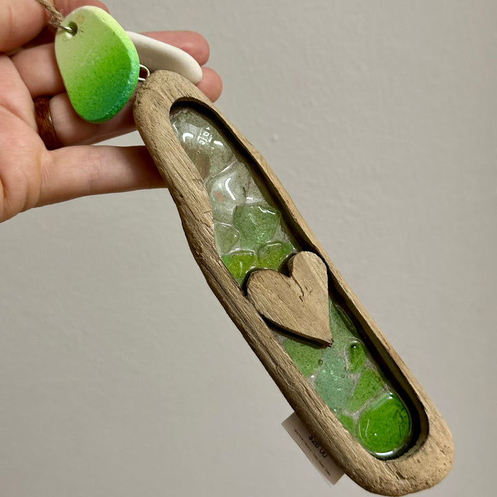 Heart Wall Hanging - Green Beach Glass