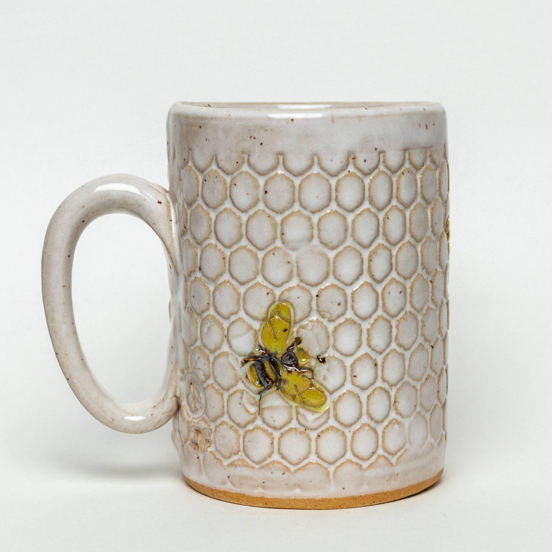 14 oz. Bee Pattern Ceramic White Mug