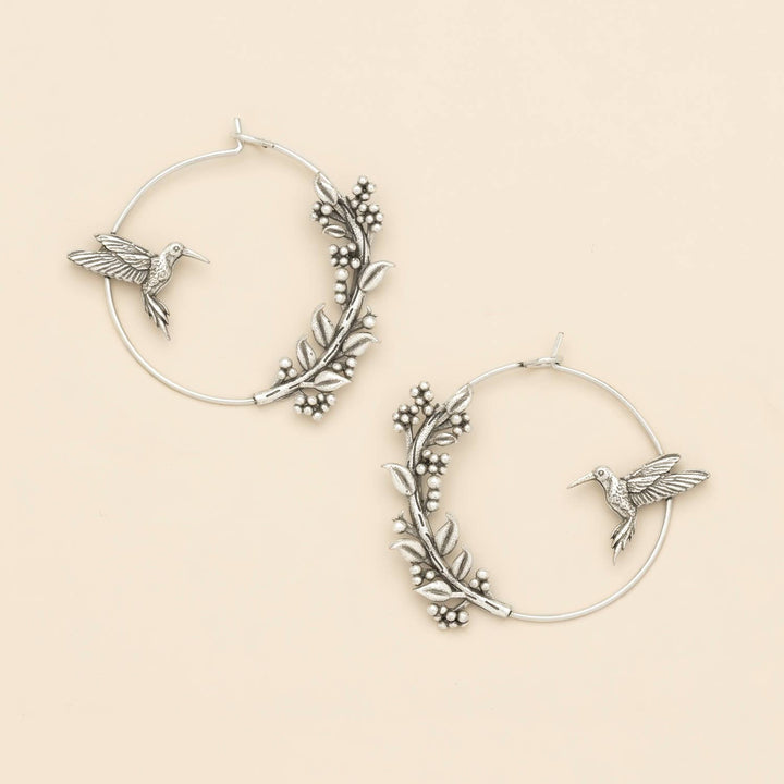 Hummingbird Hoop+ Silver Refined Icon Earrings