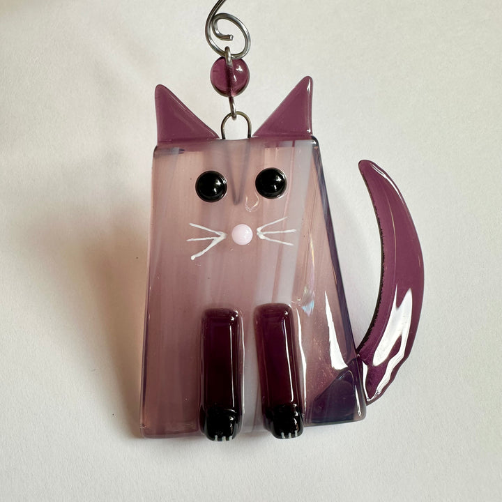 Violet Fat Cat Suncatcher or Ornament