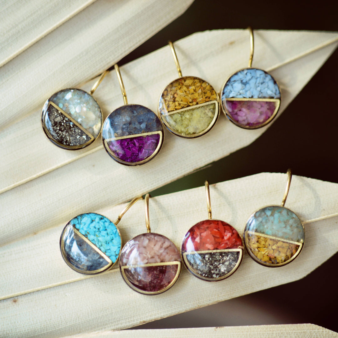 Crushed Gemstone Horizon Earrings