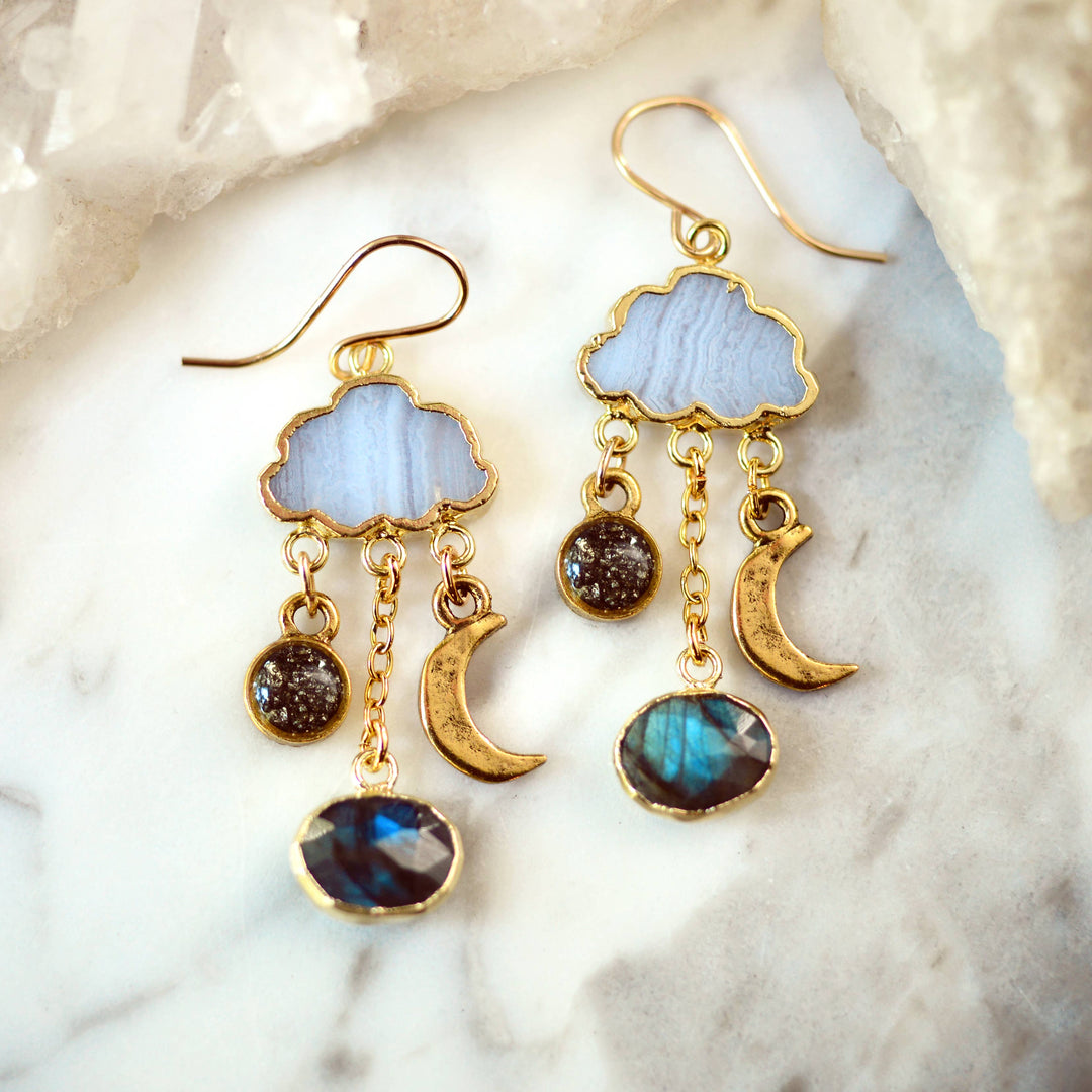 Gemstone Cloud Chandelier Dangle Earrings