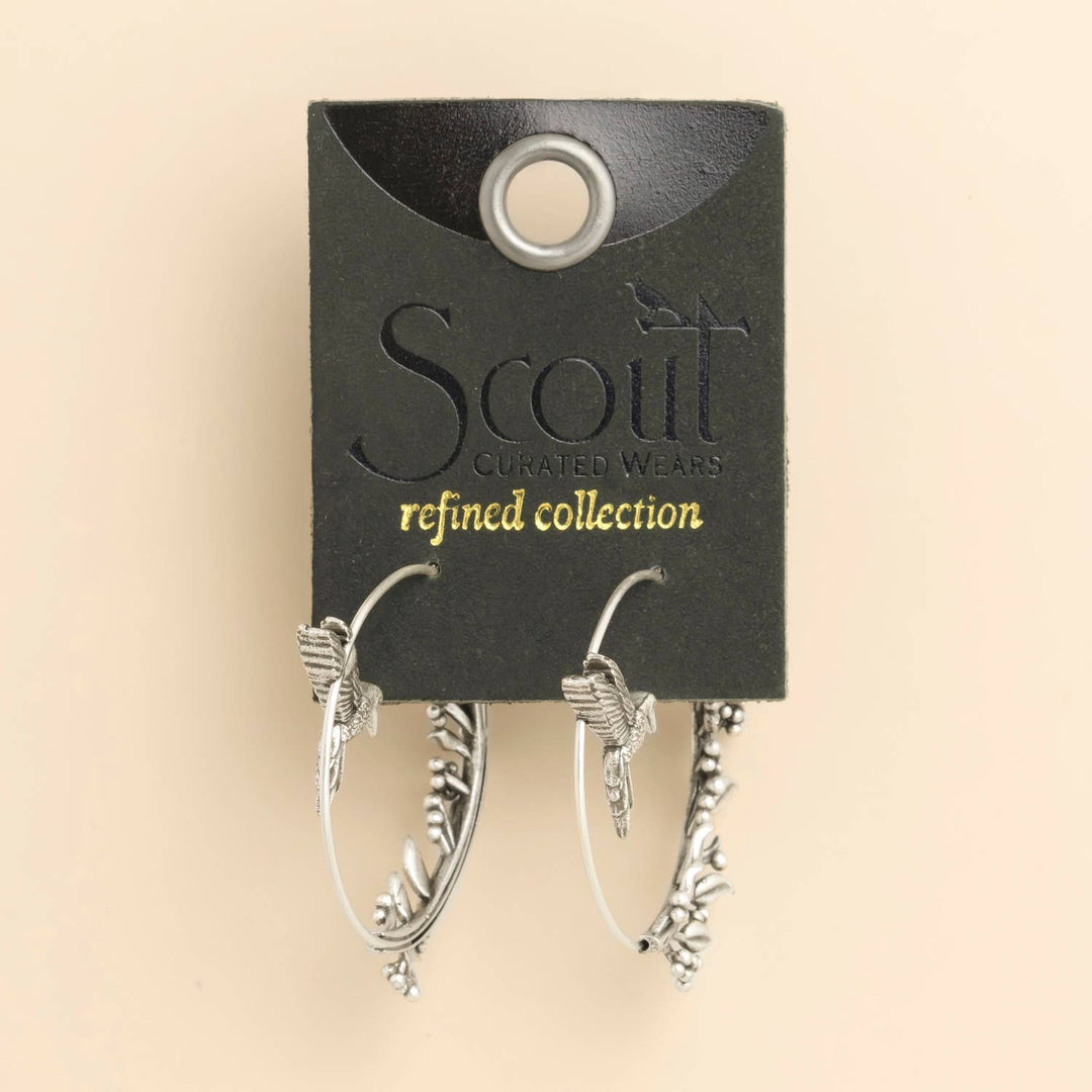 Hummingbird Hoop+ Silver Refined Icon Earrings