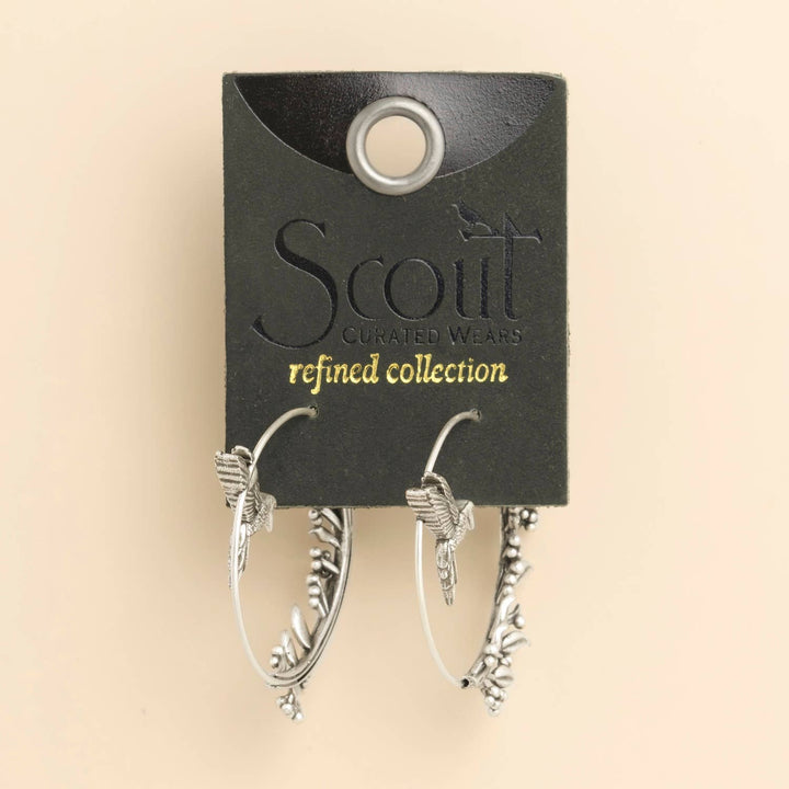 Hummingbird Hoop+ Silver Refined Icon Earrings
