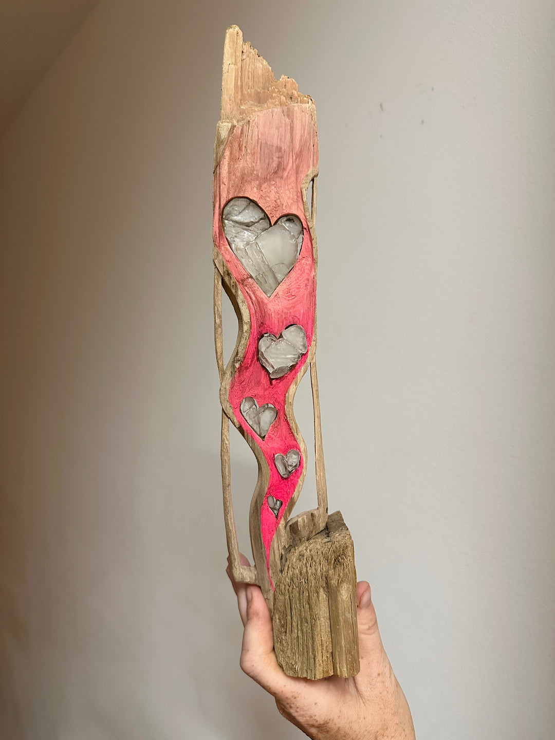 Driftwood + Beach Glass Pink Flowing Love