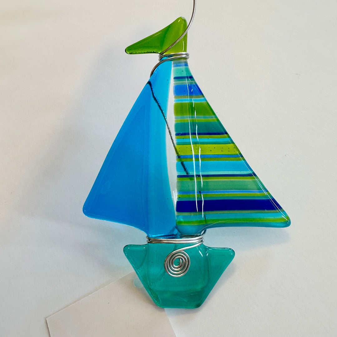 Blue Green Sailboat Small