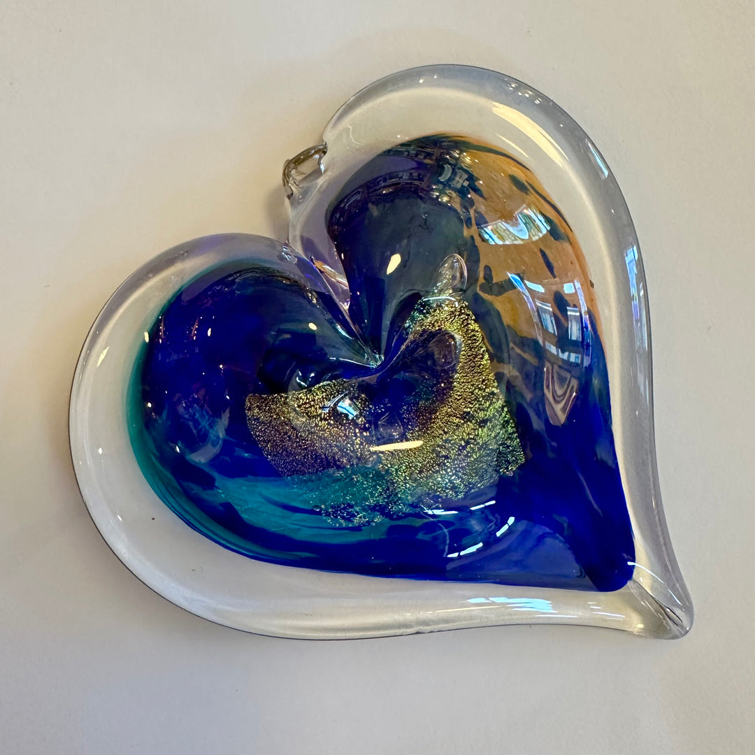 Medium Glass Heart - Ocean Tide