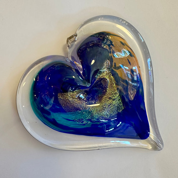 Medium Glass Heart - Ocean Tide