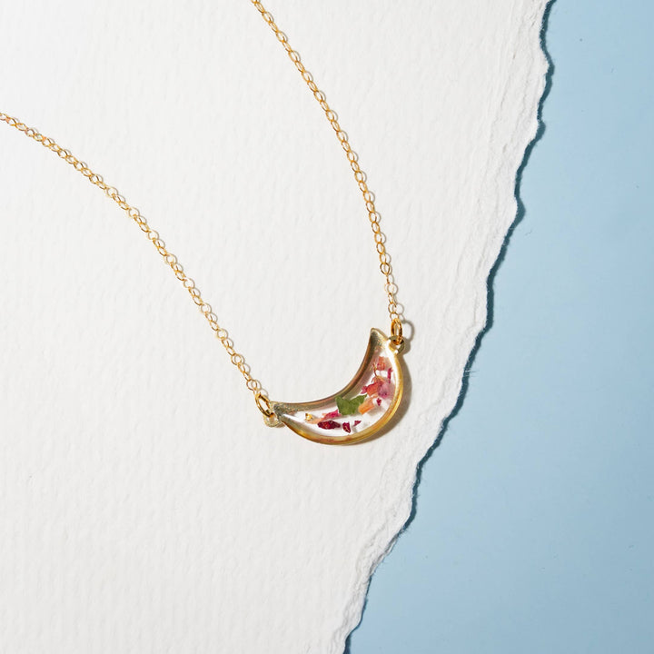 Moon Petal Confetti Gold Filled Necklace : 18"