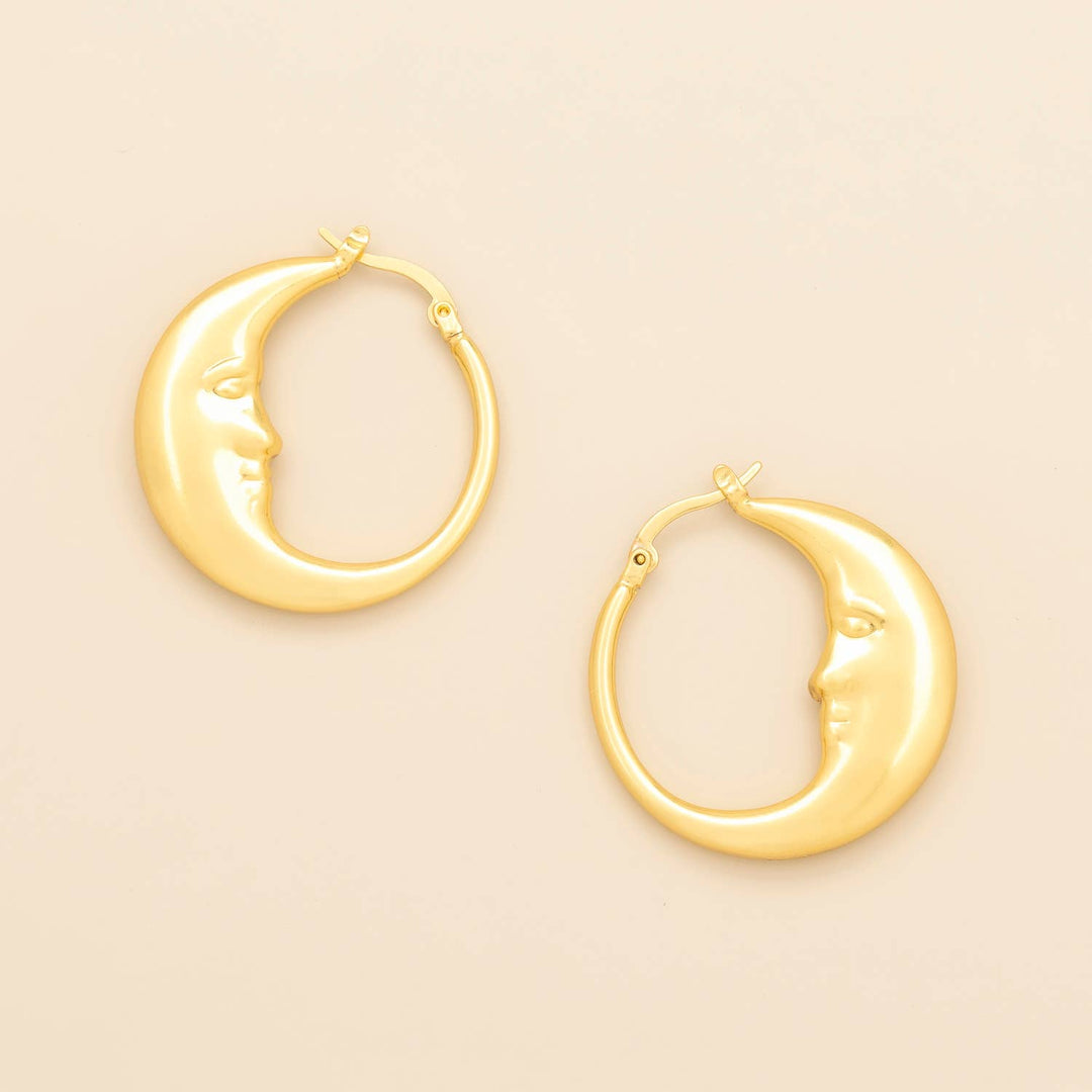 Moon Hoop+ Gold Refined Icon Earring