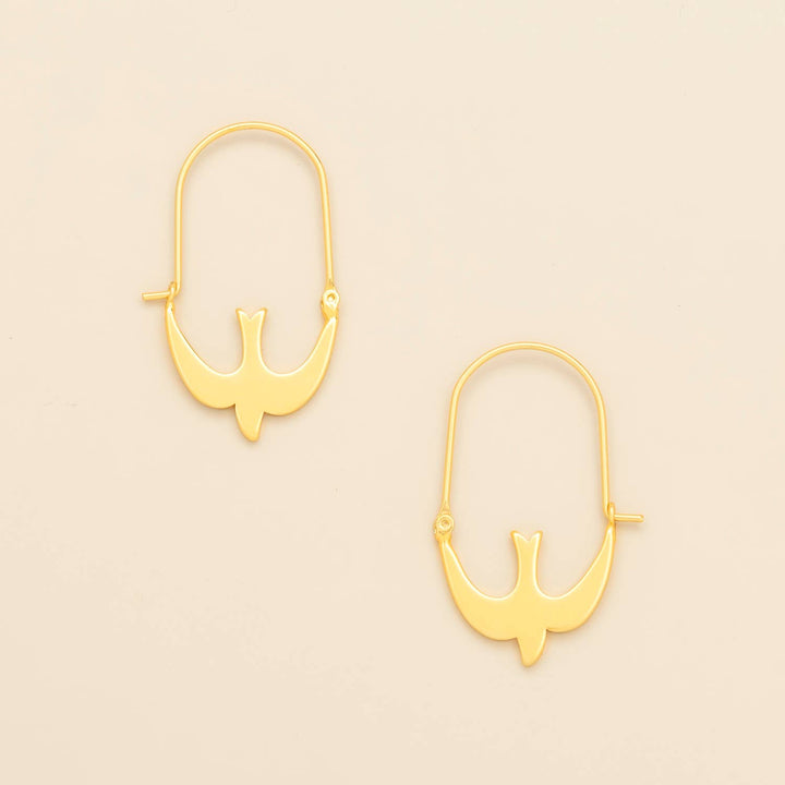 Swallow Hoop + Gold Refined Icon Earrings