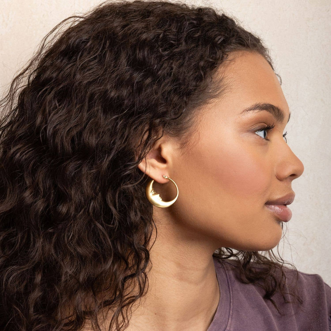 Moon Hoop+ Gold Refined Icon Earring