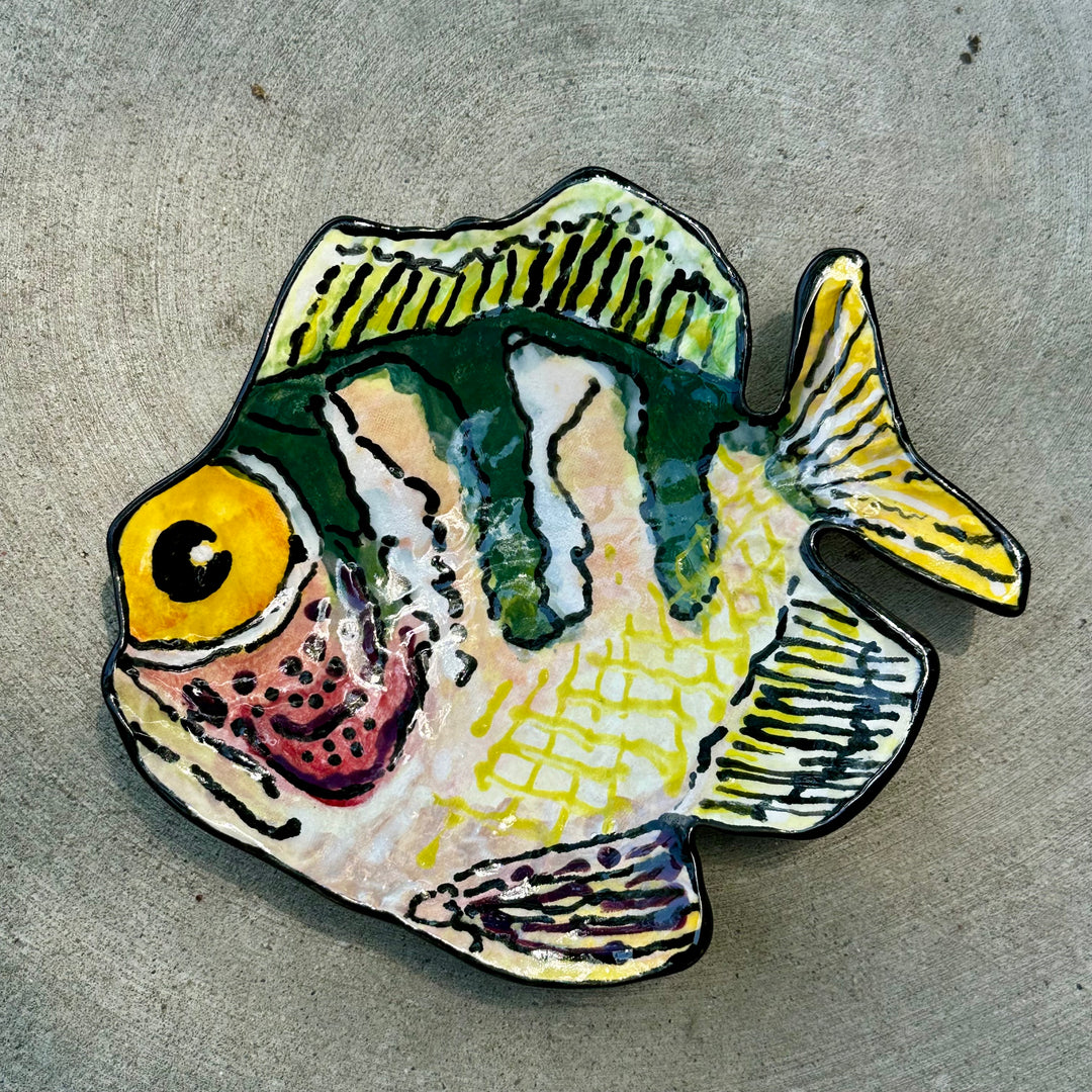 Fish Dish Medium Green + Yellow