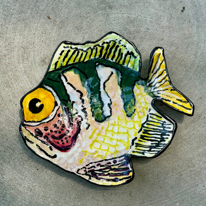 Fish Dish Medium Green + Yellow