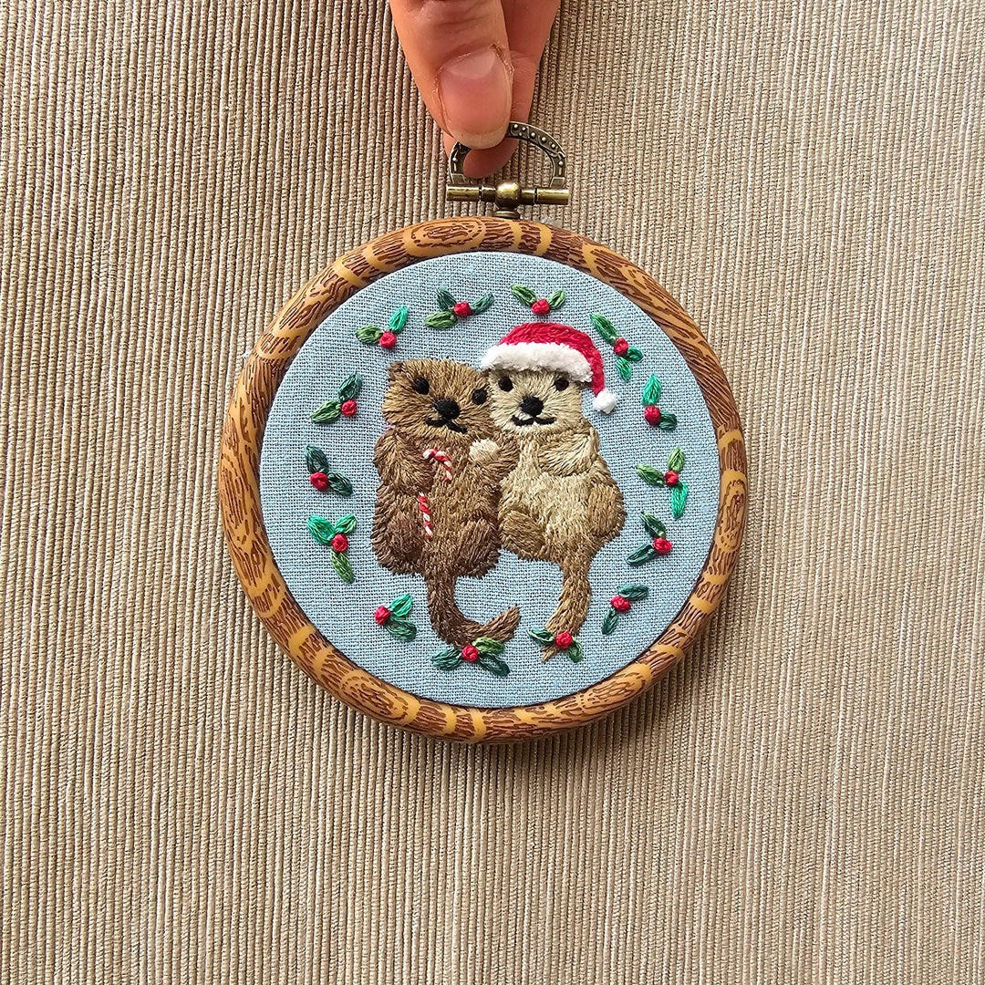 Holiday Otterly Adorable Ornament Embroidery Kit