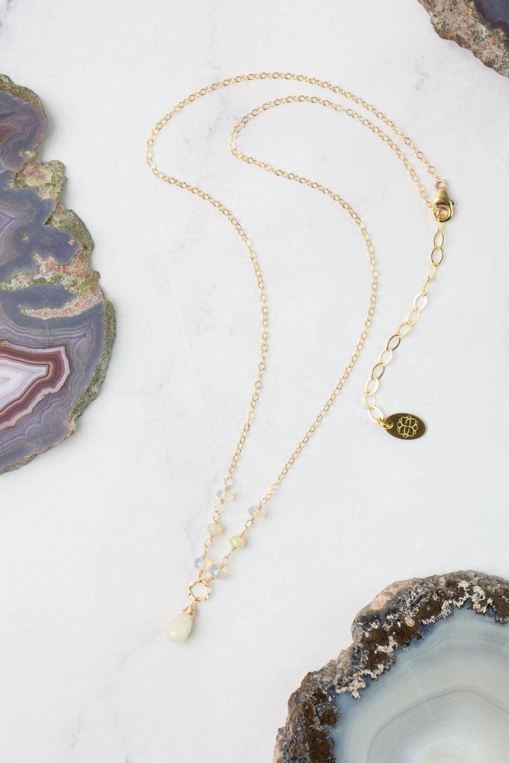 Birthstone October Gold Honey Opal Necklace