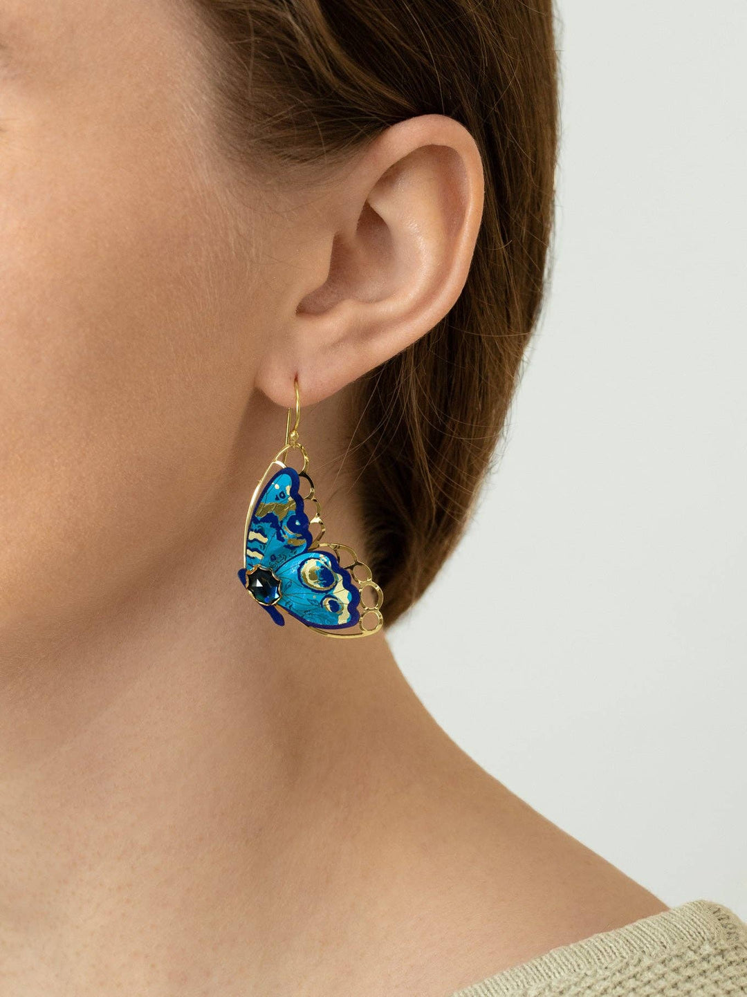 Mariposa Butterfly Wing Earrings Blue Radiance