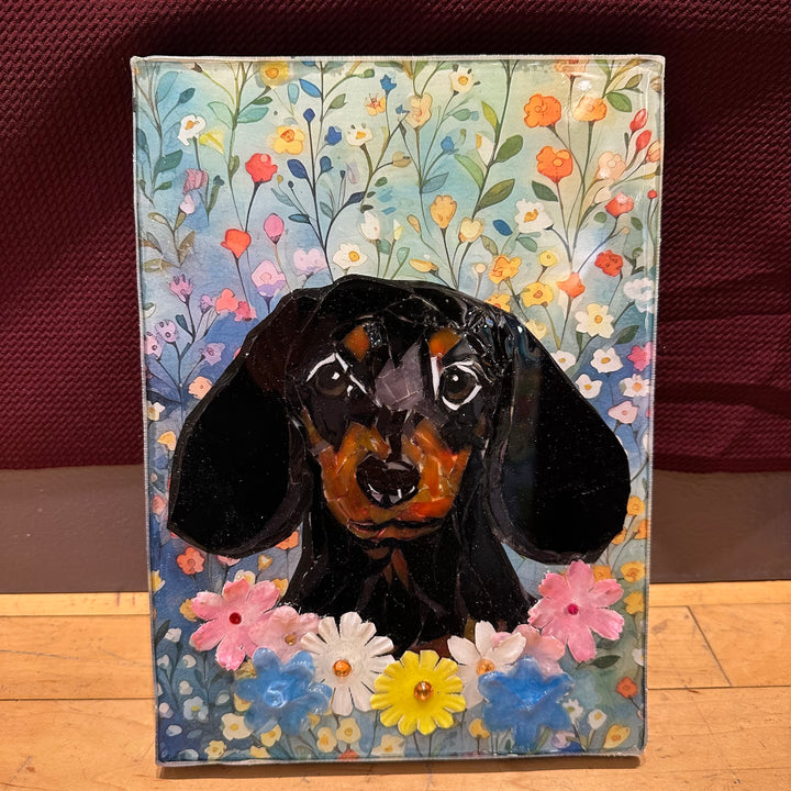 Dachshund in Flowers Mosaic