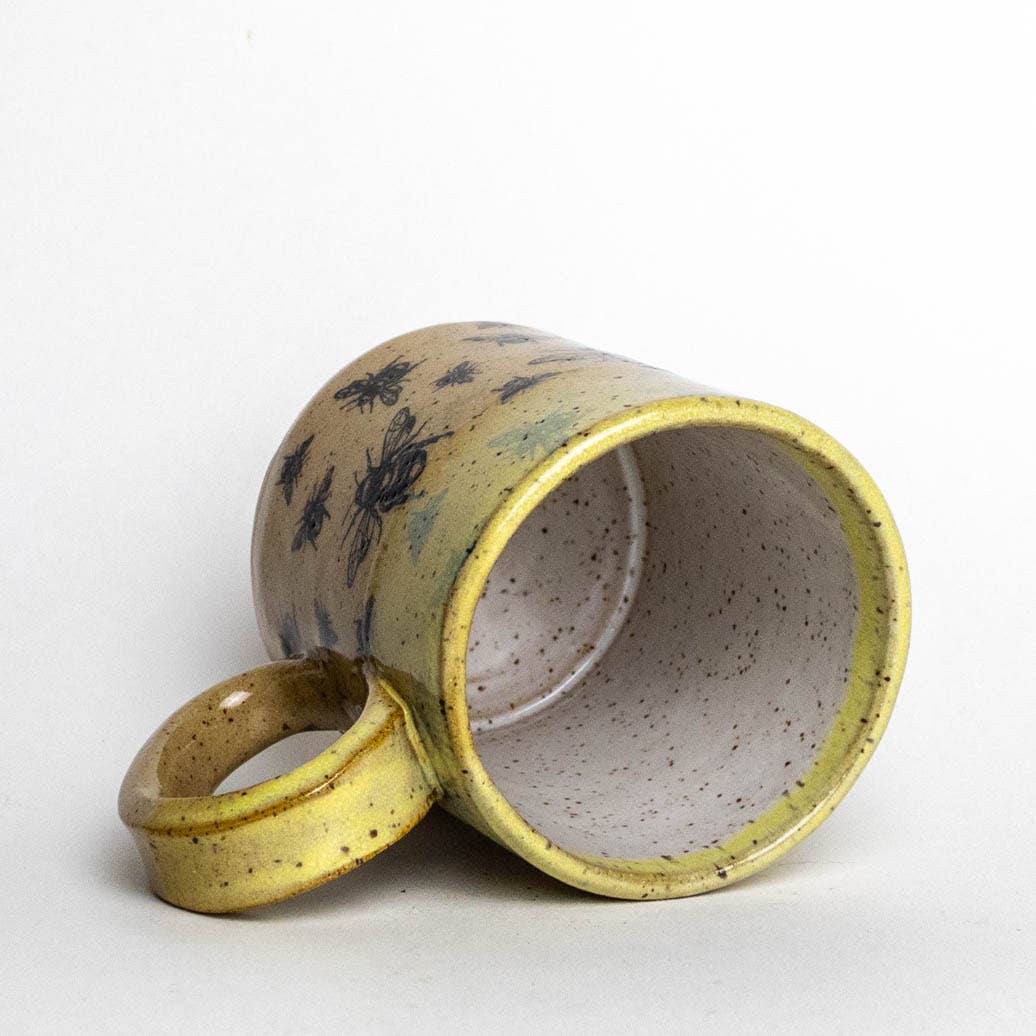 12 oz. Bee Pattern w/ Yellow Dip Ceramic Mug
