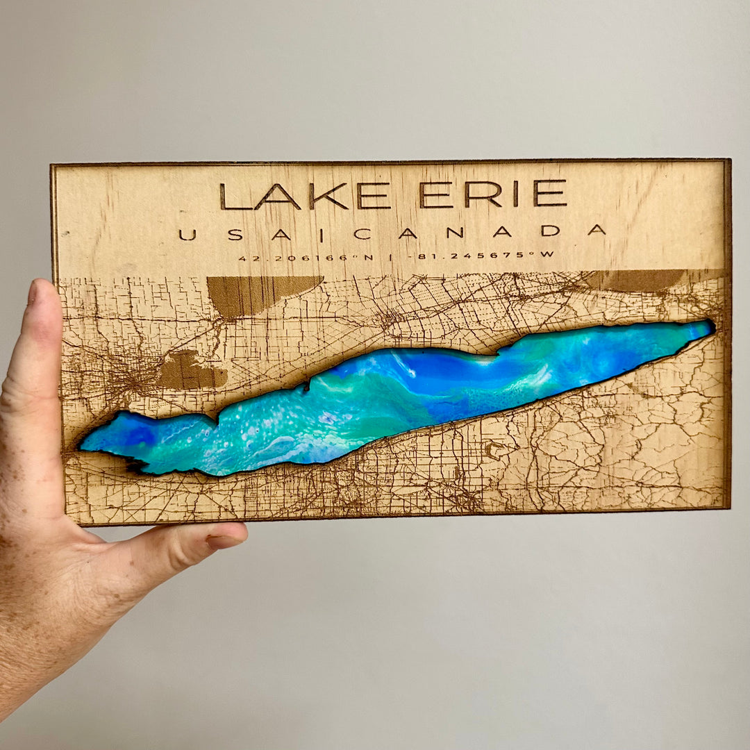 Lake Erie Map Small - Marbled