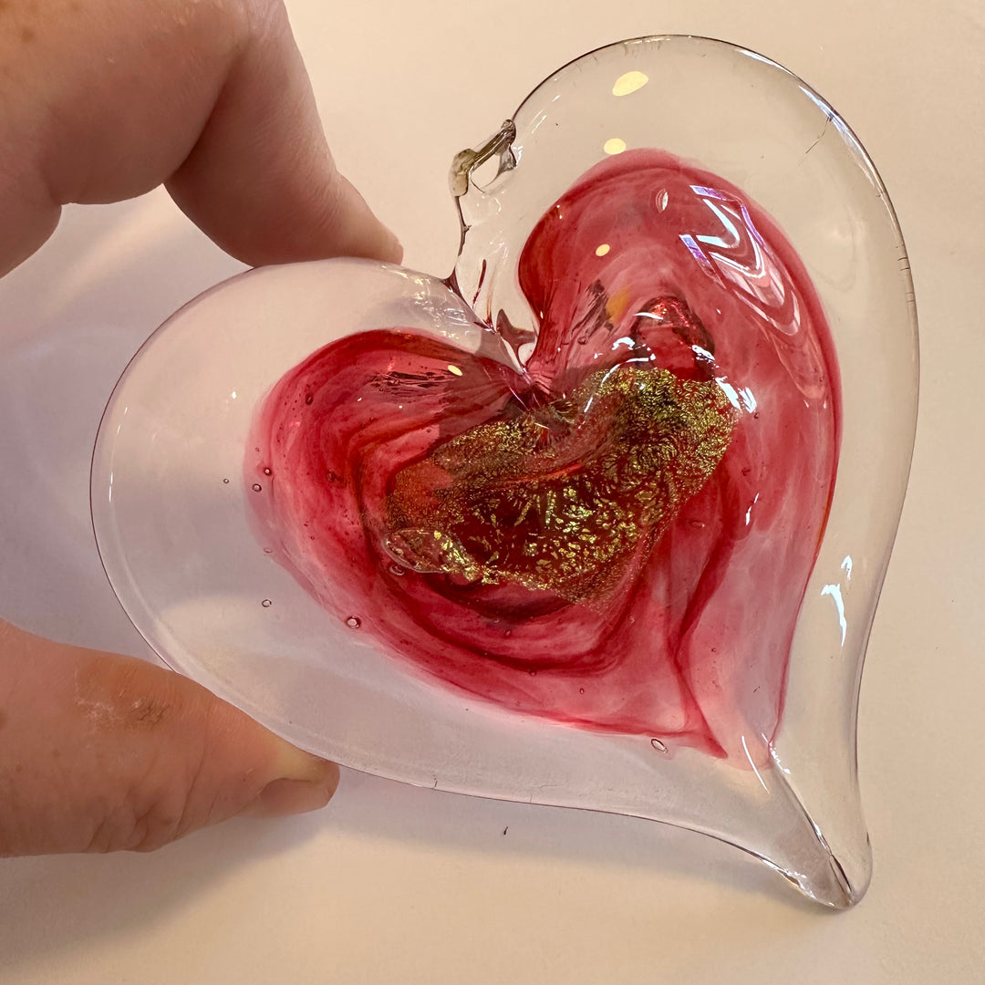 Medium Glass Heart - Pink